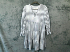 Eliza J Dress Womens 8 Blue White Stripe Tiered Coastal Nautical Coastal Preppy