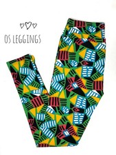 New LuLaRoe Leggings OS One Size Green Yellow Blue Pink Multicolor Unicorn B0225