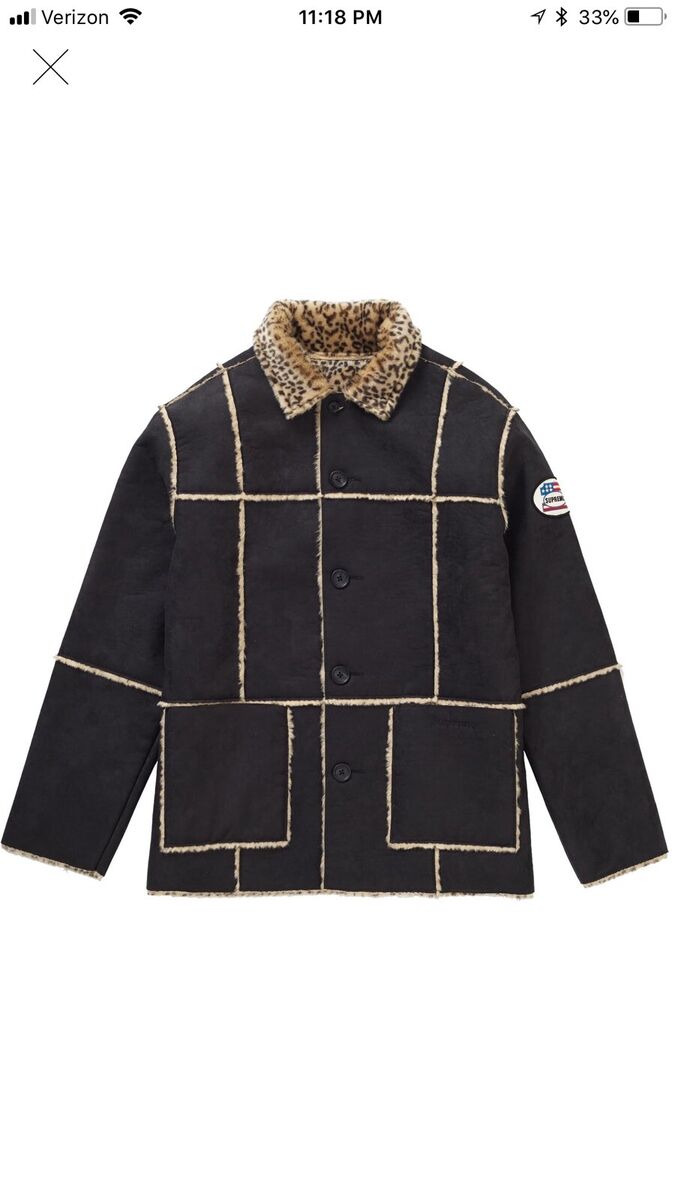 Supreme Reversible Faux Suede Leopard Jacket In Black Size M Supreme Reversible Faux Suede Leopard Jacket In Black Size M