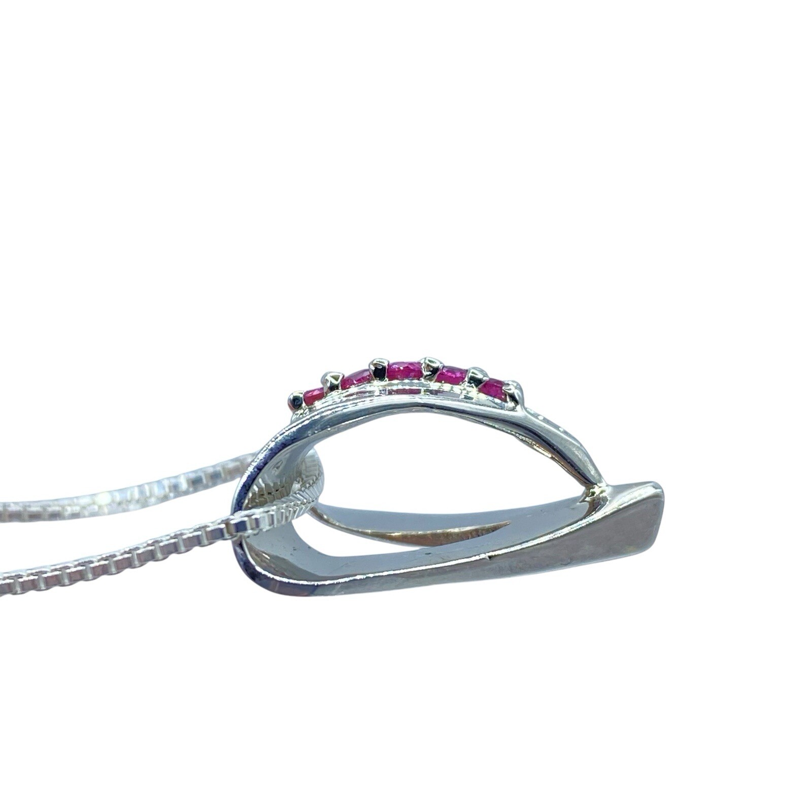 Sterling Silver 925Pave Ruby Triangle Pendant Nec… - image 10