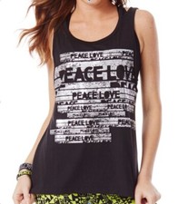 Brand NEW Zumba Wear Peace, Love-N-Loose Sleeveless Top   BLACK - MEDIUM