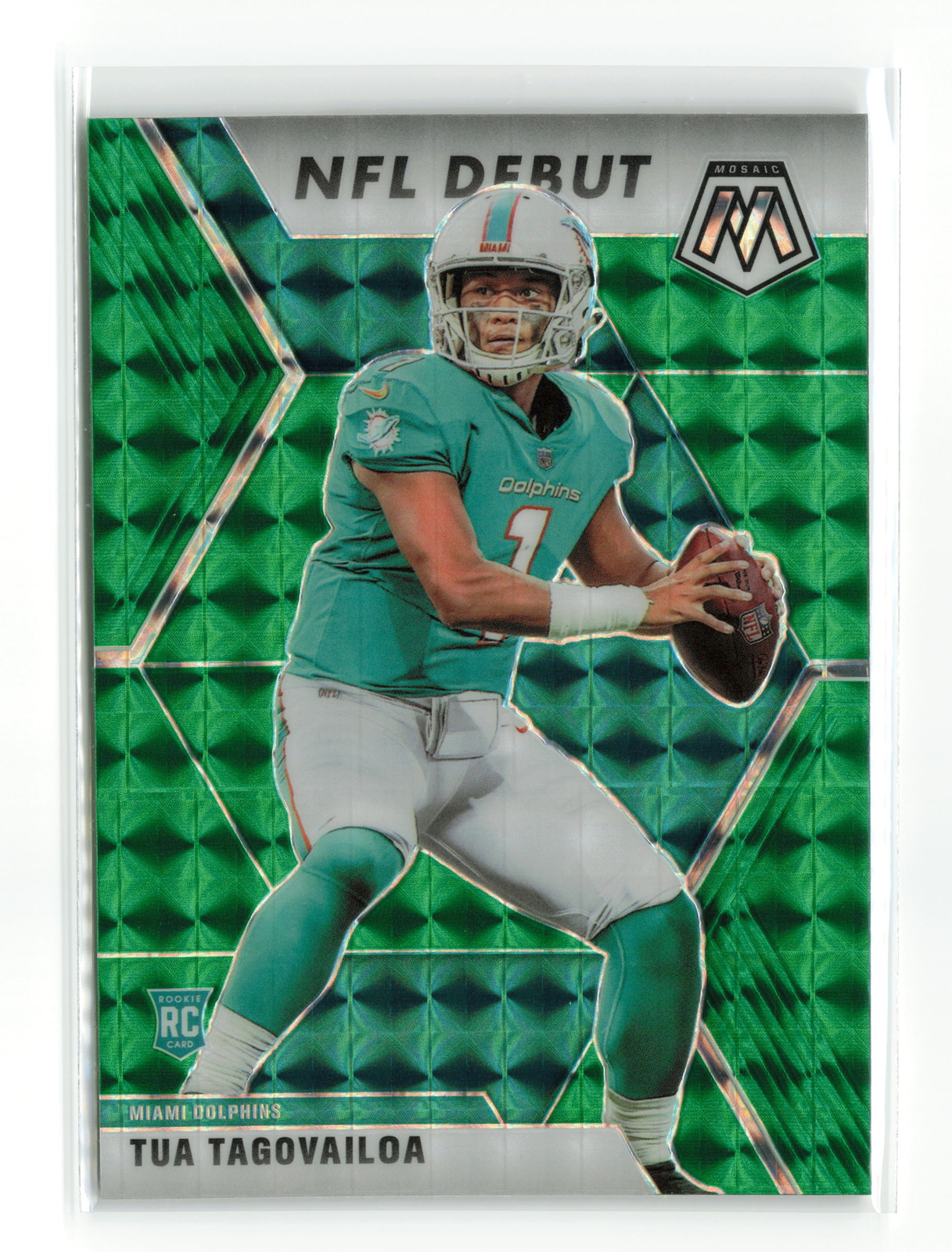 TUA TAGOVAILOA #262 2020 PANINI MOSAIC DOLPHINS RC NFL DEBUT GREEN
