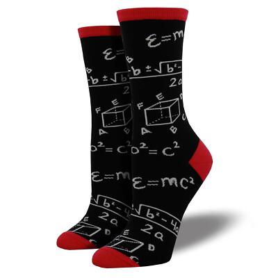 Socksmith Neuheit mathematische Gleichungen bedruckt Damen schwarz Baumwolle Crew UK 3-8 Socken