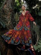 Farm Rio Yawanawa Stripes Ankle Maxi Boho Dress, Women’s Size M