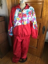 Bay Waters Track Suit Red And Floral Fabric