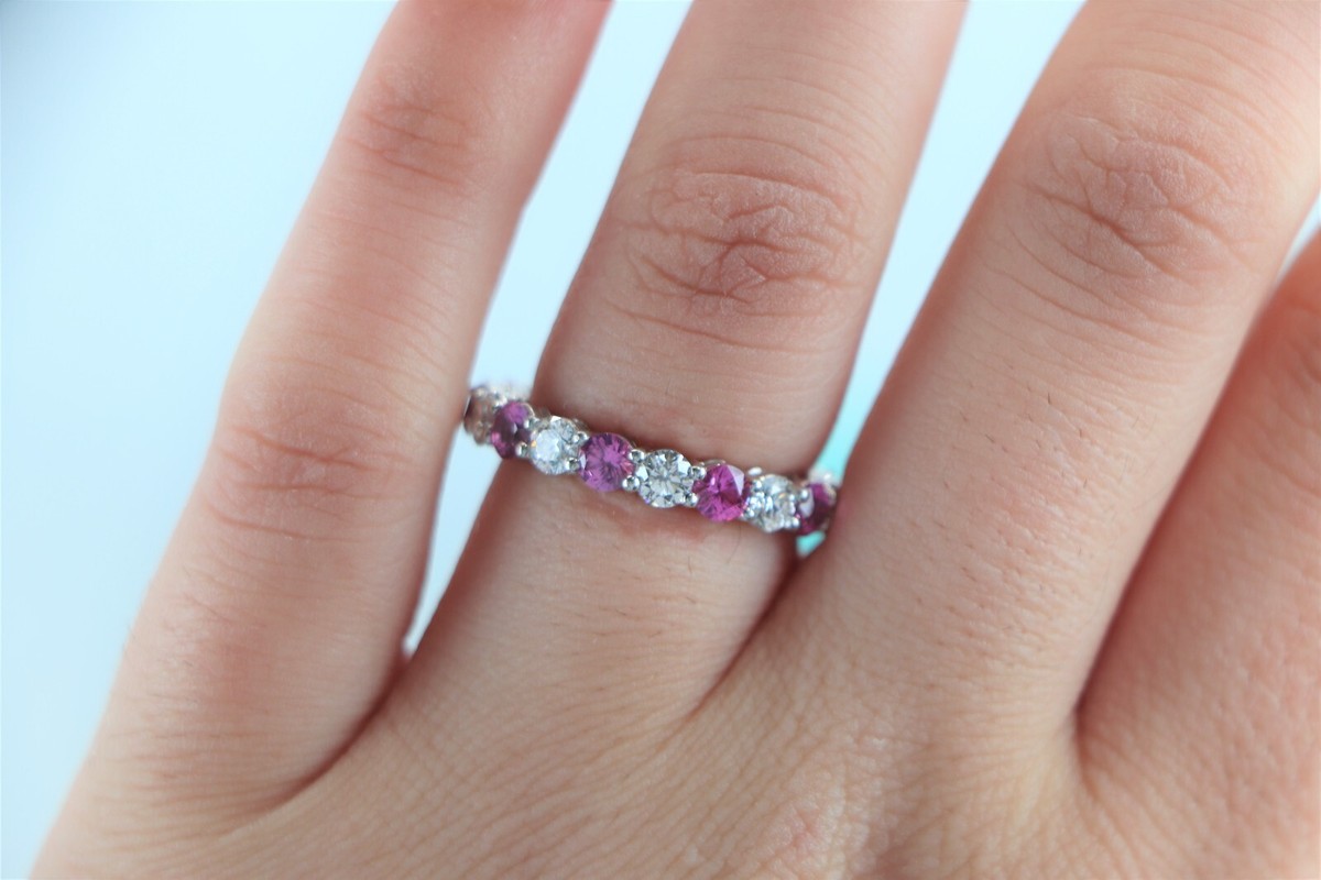 Tiffany & Co Forever 3.7mm Platinum Pink Sapphire Diamond Eternity