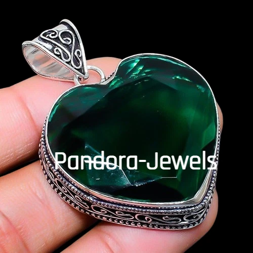 CHROME HEARTS Ciondolo taglio cuore gioiello argento sterling 925 fatto a mano pietra preziosa cromo diopside
