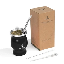 5 in 1 Yerba Mate Cup Set Stainless Steel Argentina Gourd with Tea Shaper Straw