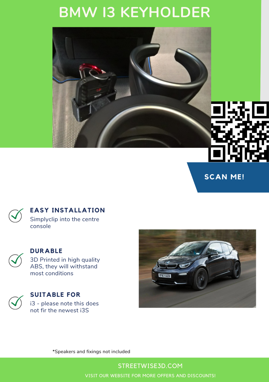 Key Holder for BMW i3 Vehicle Slot 3D Printed. eBay