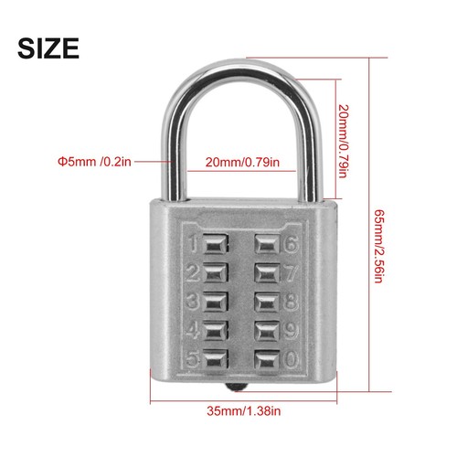 Candado combinado de 10 dígitos Keep Your Valuables Secure para puertas de hierro - Imagen 28 de 38