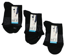 HUE Women's 3-Pack Sporty Shortie Sneaker Socks One Size Fits Most Black
