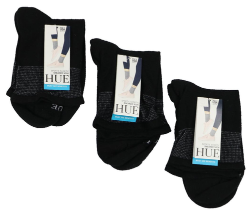 HUE Women's 3-Pack Sporty Shortie Sneaker Socks One Size Fits Most Black - Imagen 1 de 3