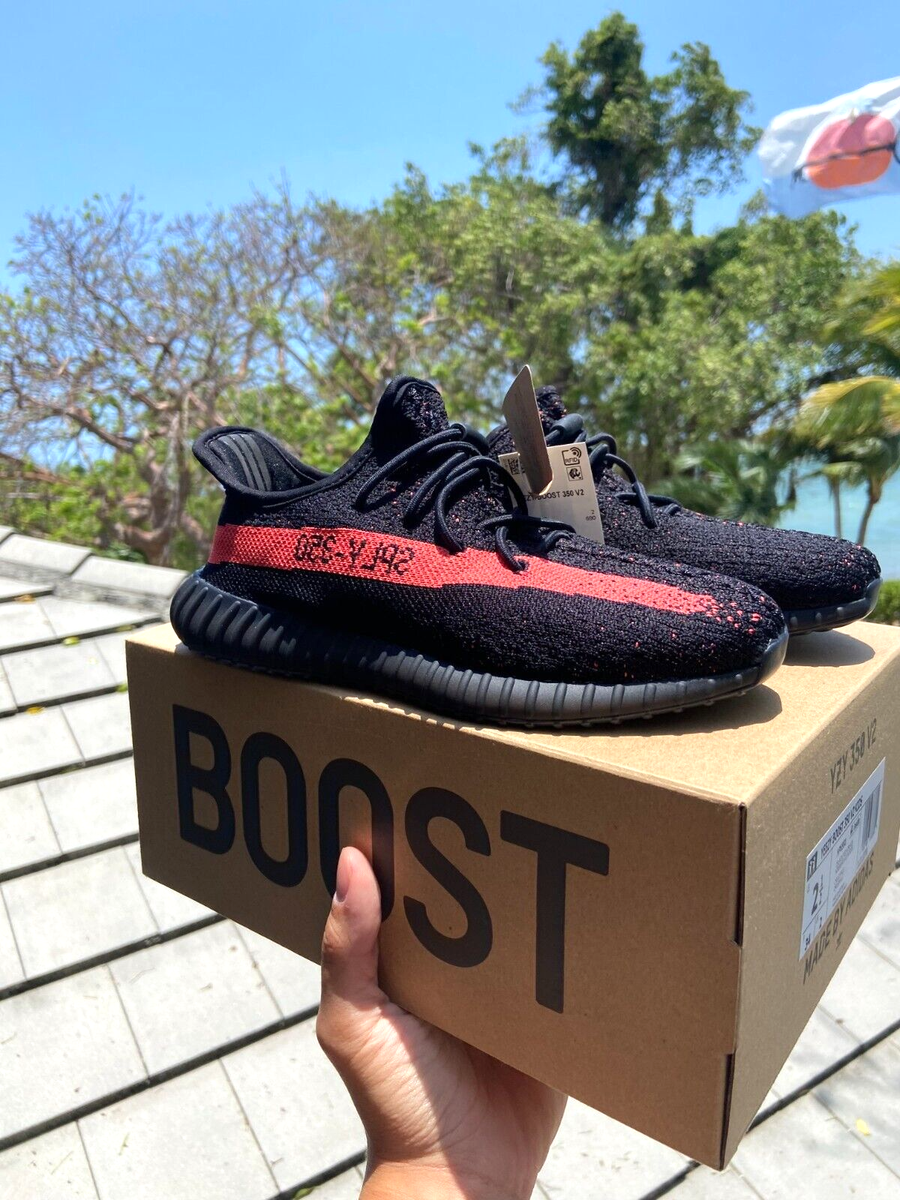 Adidas Yeezy Boost 350 v2 Red Stripe US Kids Size RARE* Size NEW  AUTHENTIC