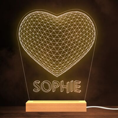 3-D Effekt Herz Liebe Form Name personalisiert Geschenk warmweiß Lampe Nachtlicht