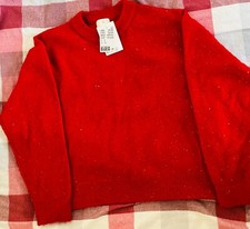 NWT H M Fine Knit Mohair and wool blend sweater women  s medium Red