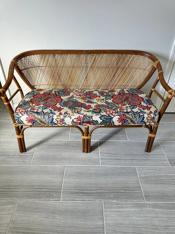 John McGuire винтажный ротанговый двухместный диван середины века - Изображение 2 из 4