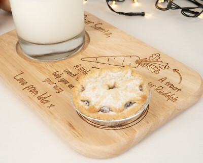 Personalised Christmas Eve Santa Rudolph Plate Mince Pie, Milk Carrot  Tray UK