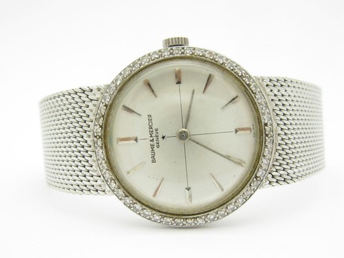 Baume Mercier 14k Bianco Oro e Diamanti Vintage Estate Rete Design Watch  36.7 Gr | eBay