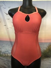 NWT Cupshe Women's One Piece Swimsuit Medium Orange Textured, FREE SHIPPING