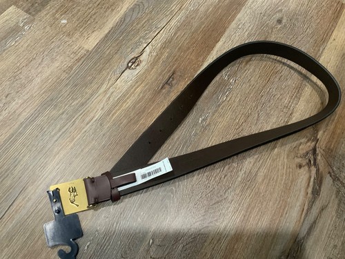 POLO RALPH LAUREN Cintura Uomo Pony Logo Placca Fibbia Ottone Pelle, MARRONE Tg 32 - Foto 3 di 3