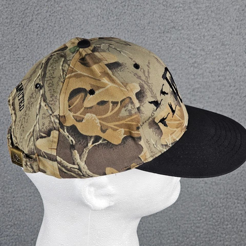 Gorra Ducks Unlimited Camuflada Camioneros DU Ala Negra Ajustable Correa De Colección Foto 3 de 4