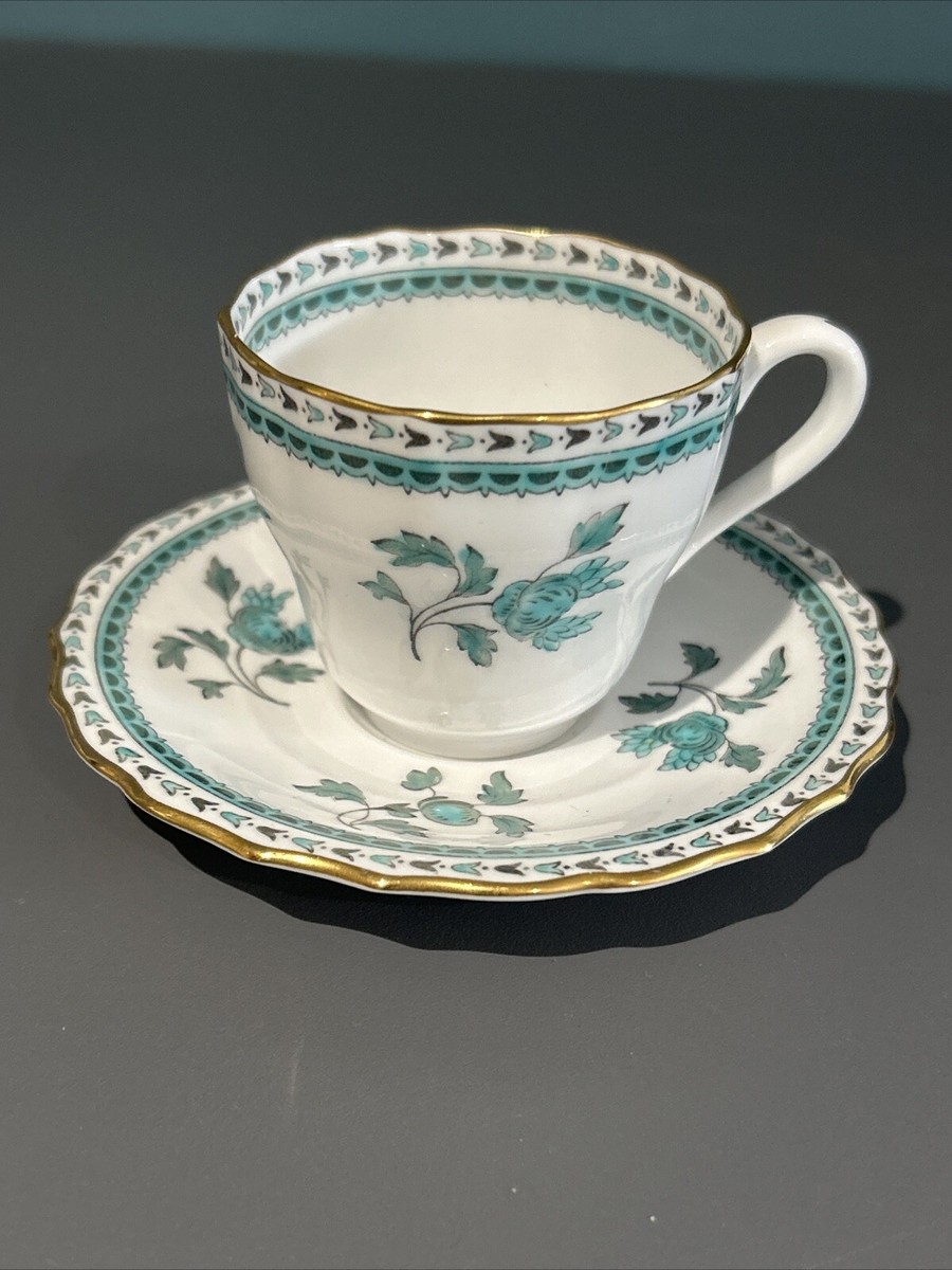 Spode Darlington Green (Teal) Y6569 Cup and Saucer Set UK