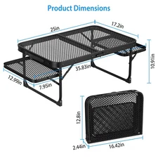 Foldable Camping Table Grill Stand Iron Mesh Heavy Duty Aluminum Outdoor Picnic
