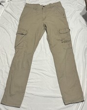 Wrangler Men's Tapered Cargo Pants Beige Cotton Stretch Pockets Size 30