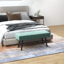 Image of Upholstered Hallway Bench End of Bed Bench w/ X-Shape Design for Bedroom
