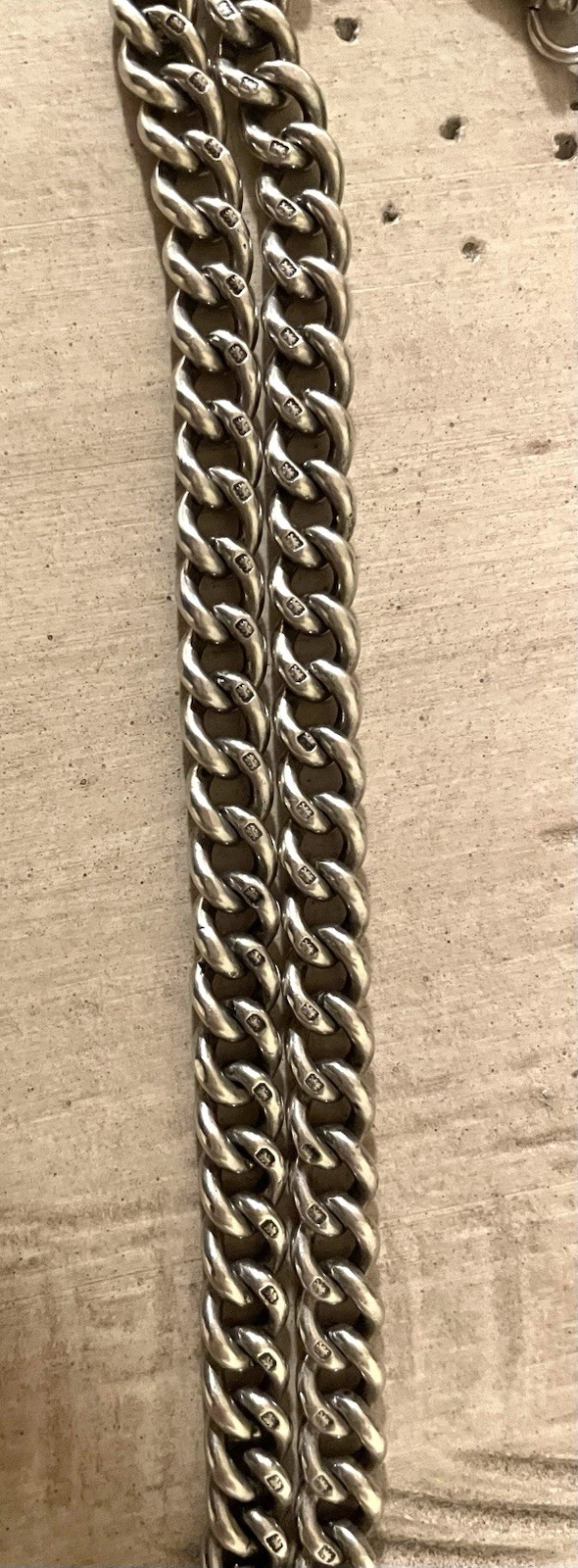 Solid Sterling Silver Watch Chain Full English Ha… - image 6