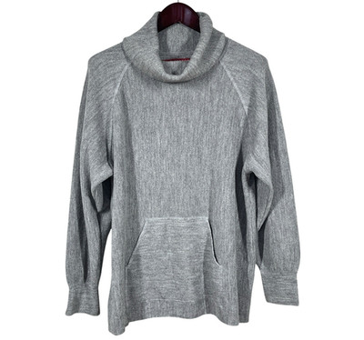 Beyond Threads Wool Alpaca Cowl Neck Sweater XL Gray Slouchy Kangaroo Pocket