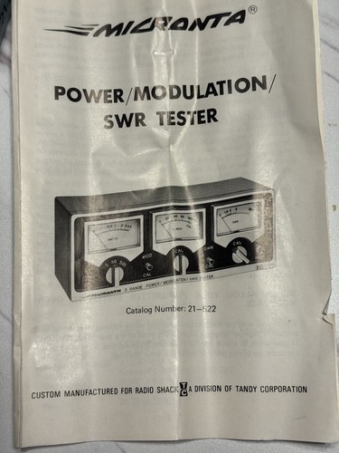 Micronta 3-Meter CB HAM Tester RadioShack CAT NO 21-522 Power/Modulation - Afbeelding 12 van 12