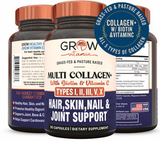 Grow Vitamin Multi Collagen Types I II III V X  Biotin  Vitamin C  90 Caps