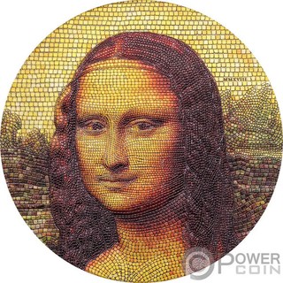 MONA LISA Da Vinci Great Micromosaic Passion 3 Oz Silber Münze 20$ Palau 2018