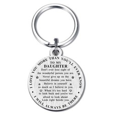 To My Daughter Gifts from Mom Dad - Keychain for Graduation Silver