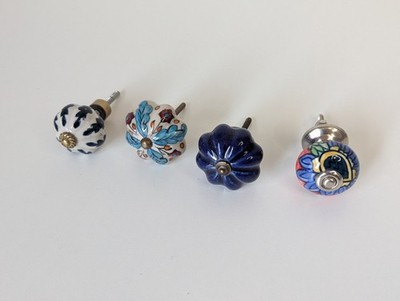 Assorted Ceramic Dresser Knobs for Cabinets and Drawers Vintage Colorful Lot 4
