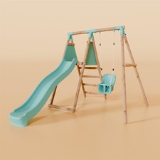 Single Wooden Baby Swing Set With Slide - Springwood II Waltons