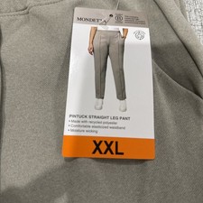 Mondetta Pintuck Straight Leg Pant XXL Beige Recycled Fabric Elastic Waist