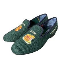 Ralph Lauren Paxton Polo Bar Dress Shoes Needlepoint Slippers Green Mens