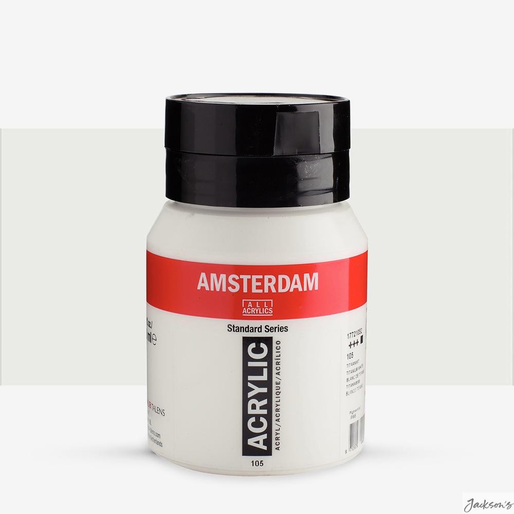 Royal Talens Amsterdam Standard Acrylic Paint 500ml Titanium White For Artists