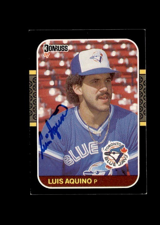 Luis Aquino 1987 Donruss Blue Jays authentic autographed card