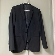 H M Men  s Size 36R Skinny Fit Jacket Blazer Modern One Button Black Lined
