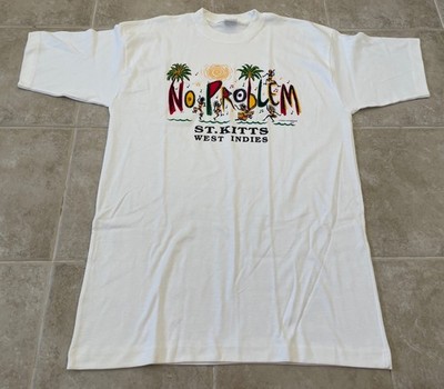 Vintage 1997 No Problem Reggae St. Kitts West Indies White T-Shirt Men XL