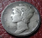 1920-D MERCURY DIME IN VG CONDITION