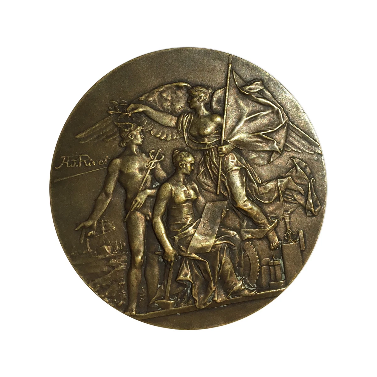 Médaille En Argent Doré Signée A. Rivet - Pour Les Sports Jeunesse - XIXème
