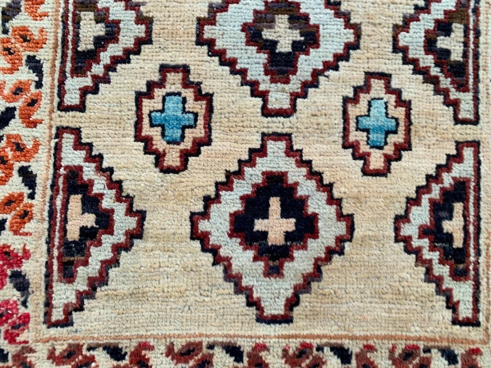 2x3 ft Vintage Afghan Rug Handmade Colorful Rug Oushak Rug Geometric Wool Rug - Image 3 of 4