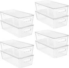 Storage Bins with Lids 8 Pack Clear Plastic Organizer Boxes for Kitchen Pantry