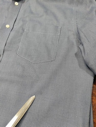 Banana Republic Slim Bügelfrei Baumwolle Mikro-Hahnentritt Button-Down Hemd Blau L - Bild 11 von 13