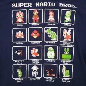 Super Mario Bros T-Shirt Mens 2X Mario NES Console Pixel Grid Boxes Graphic Tee