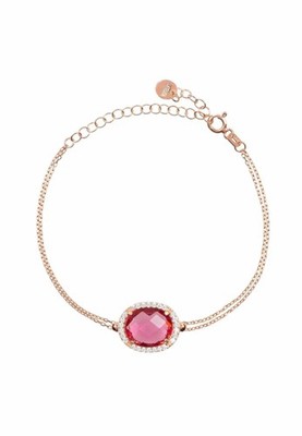 Beatrice ovales Edelsteinarmband Rosegold rosa Turmalin